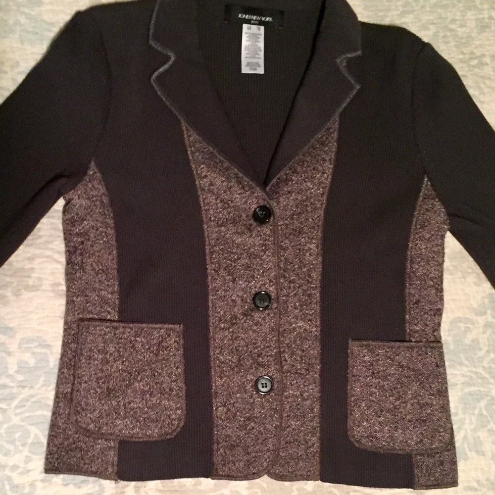 Jones NY two toned brown sweater jacket petite